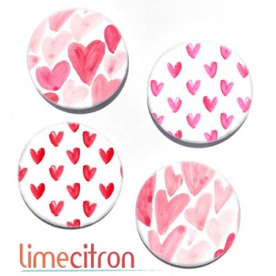 Lime Citron - badge 353 «Coeurs roses»  